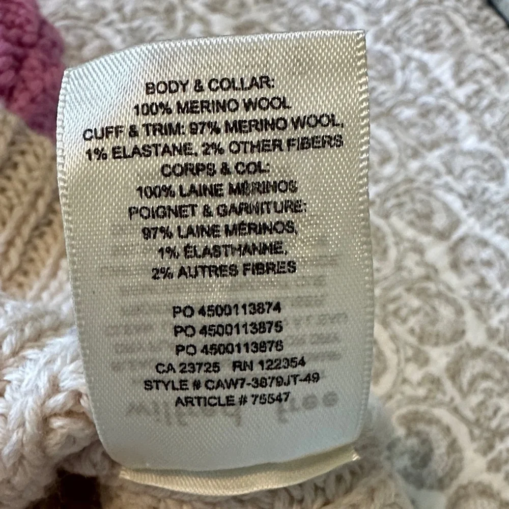 Wilfred Turtleneck Sweater - Pink, Brown, and Cream. 100% merino wool. - Picture 4 of 4